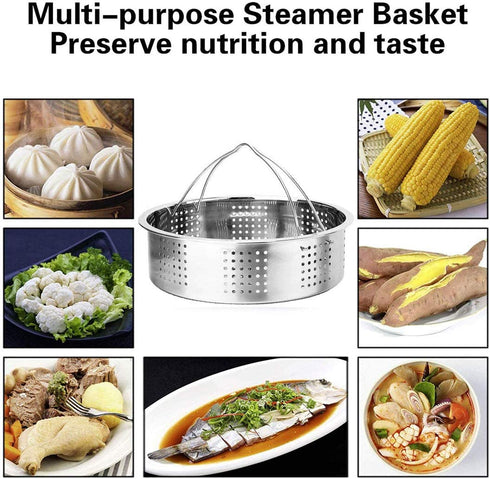 Steamer Basket, Egg Rack Holder, 7" Non-stick Springform Cake Pan, 50 Pcs Cake Paper for Instant Pot Accessories, Vegetable Food Steamer Rack. Fit Pot 5,6,8 qt Pressure