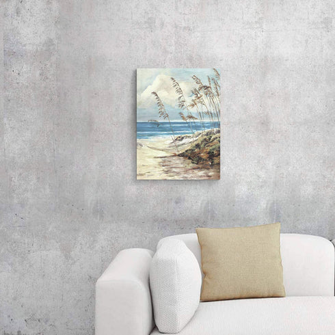 ARTISTIC PATH Abstract Wall Art Coastal Pictures: Blue Ocean Sand Seascape Painting Print on Canvas for Bedrooms (12" W x 16" H, Multi-Sized)
