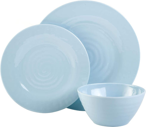 Gibson Home Brist Melamine Dinnerware Set, Service for Four (12pcs), Pastels