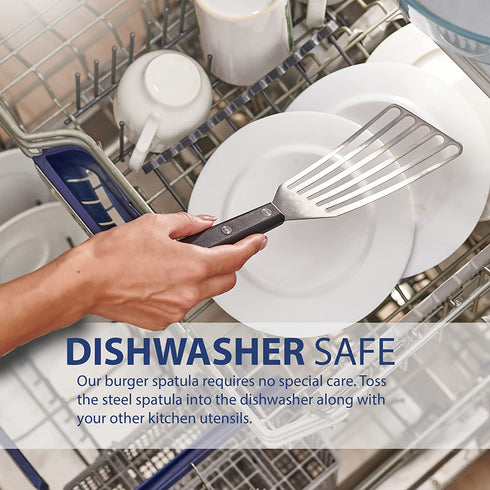 Heat Resistant Fish Spatula - 11-inch Stainless Steel Metal Spatula for Non-Stick Pan - Premium Spatulas for Cooking Fish, Meat, Eggs - BBQ Slotted Turner with ABS Solid Handle - Burger Flipper