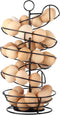 QUTREY Black Metal Egg Skelter with Storage Basket, Spiral Design Egg Holder for Large Egg for Countertop, Kitchen