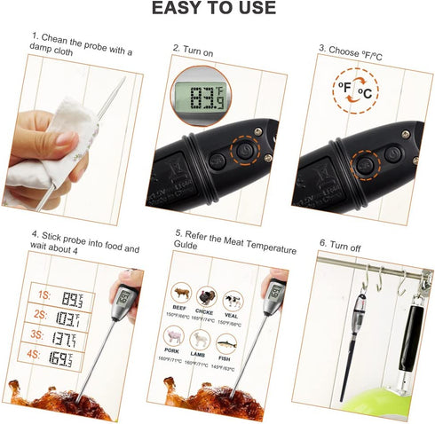 ThermoPro TP-02S?2 Pack? Instant Read Meat Thermometer Digital Cooking Food Thermometer with Super Long Probe for Grill Candy Kitchen BBQ Smoker Oven Oil Milk Yogurt Temperature