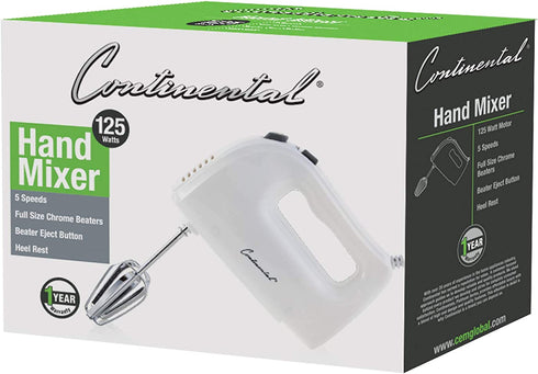Continental Electric CE-MX101 Hand Mixer, 5 Speed, White II