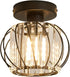 MHUYEIN Semi Flush Mount Ceiling Light Fixture, Crystal Chandelier, Retro Industrial Light for Kitchen Cafe Bar Bedroom Living Room Passway Hallway (Black)