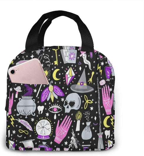 Alchemy Magic Witch Witchcraft Lunch Bag For Women Girls Kids Insulated Picnic Pouch Thermal Cooler Tote Bento Large Meal Prep Cute Bag Big Leakproof Soft Bags For Lunch Box, Camping, Travel, Fishing