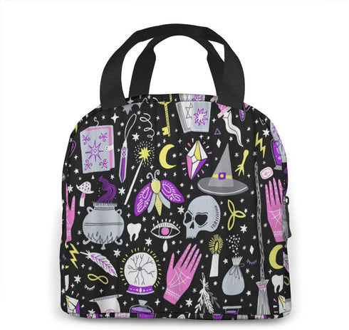 Alchemy Magic Witch Witchcraft Lunch Bag For Women Girls Kids Insulated Picnic Pouch Thermal Cooler Tote Bento Large Meal Prep Cute Bag Big Leakproof Soft Bags For Lunch Box, Camping, Travel, Fishing