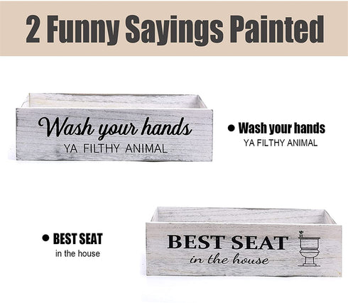 CuffUp Bathroom Decor Box,2 Sides of Funny Signs Farmhouse Bathroom Decor Toilet Paper Holder Rustic Farmhouse Home Decor for Livingroom Kitchen,Counter Table Decor (One Box)