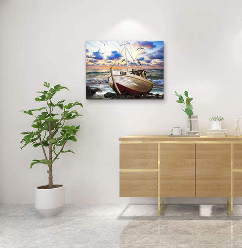 inspiration Canvas Wall Art for Living Room family Bedroom room Wall decor modern office Wall painting bathroom Decoration Blue sea ship scenery canvas pictures Artwork for home walls decorations