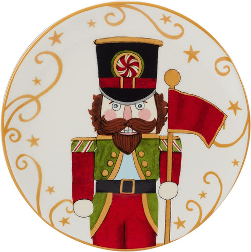 Certified International Holiday Magic Nutcracker 6" Canape/Luncheon/Snack Plates, Set of 4, Multicolor