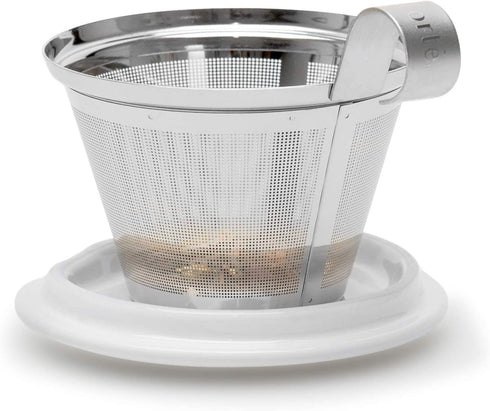 Tea Forte Kati Cup Soleil, Ceramic Tea Infuser Cup with Infuser Basket and Lid for Steeping Loose Leaf Tea