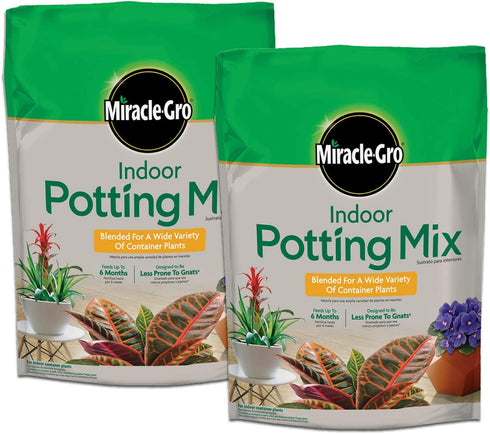 Miracle-Gro Indoor Potting Mix 6 qt., Grows beautiful Houseplants, 2-Pack