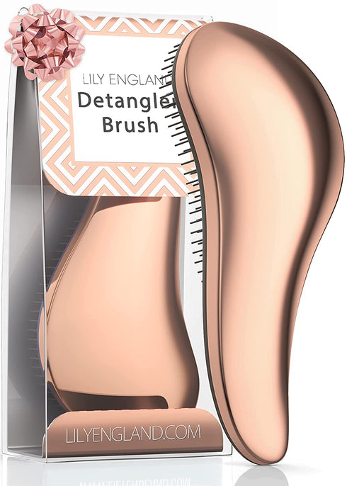 Detangling Brush. Detangler Hairbrush for Curly, Thick, Natural, Straight, Fine, Wet or Dry Hair for Women, Kids and Toddlers by Lily England (Rose Gold)