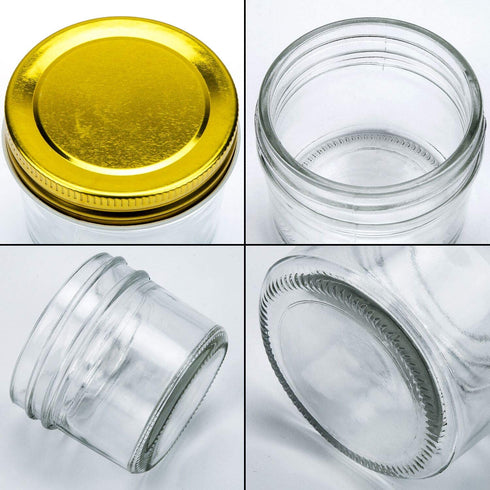 Encheng 4 oz Clear Glass Jars With Lids(Golden),Small Spice Jars For Herb,Jelly,Jams,Wide Mouth Mason Jars Canning Jars For Kitchen Storage 20 Pack ¦ ¦