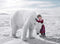 Psaris Productions Polar Bear and Little Girl Christmas Cards Boxed With Envelopes Set of 12 Holiday Cards and 12 Envelopes. Made in USA.