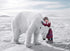 Psaris Productions Polar Bear and Little Girl Christmas Cards Boxed With Envelopes Set of 12 Holiday Cards and 12 Envelopes. Made in USA.