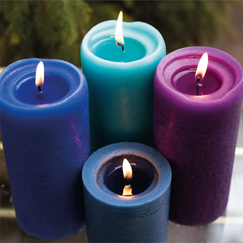 CANDWAX 3x8 Pillar Candle Set of 2 - Decorative Rustic Candles Unscented and No Drip Candles - Ideal as Wedding Candles or Large Candles for Home Interior - Light Turquoise Candles