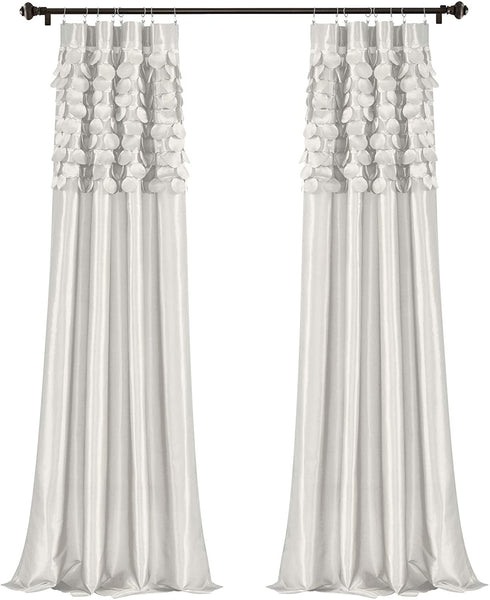 Lush Decor White Circle Dream Window Curtains Panel Set for Living, Dining Room, Bedroom (Pair), 84? x 54