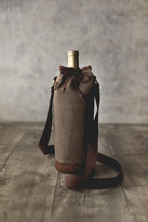 LEGACY - a Picnic Time Brand Waxed Canvas Wine Tote, one size, Khaki green
