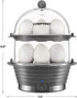 Chefman Electric Egg Cooker Boiler, Rapid Egg-Maker & Poacher, Food & Vegetable Steamer, Quickly Makes 12 Eggs, Hard or Soft Boiled, Poaching and Omelet Trays Included, Ready Signal, BPA-Free, Grey