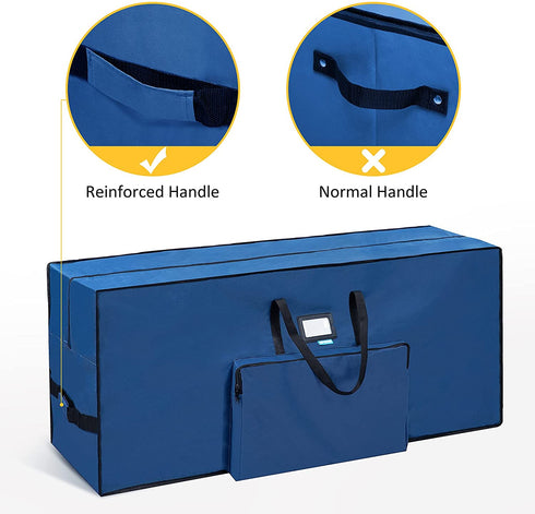 Christmas Tree Storage Bag, Assembled Holiday Tree, Waterproof Christmas Tree Storage, Fits Up to 7.5 ft Tall Artificial Disassembled Trees, Extra Large Heavy Duty Storage Container with Handles (Navy, 47"x15"x20")