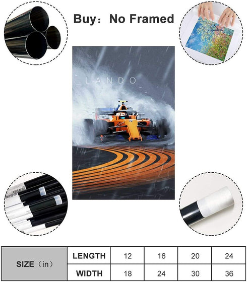 Maisuimaoyi F1 Car Poster Lando Norris F1 Racing Canvas Art Poster and Wall Art Picture Print Modern Family Bedroom Decor Posters 16x24inch(40x60cm)