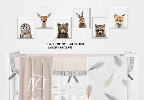 Baby Animal Posters and Prints - EPHANY ART - Rabbite Deer Fox Canvas Painting Nursery Pig Wall Art, Piglet Print Wall Art Nordic Picture Kids Room Decoration YMX014 (8"x10"(20x25cm))