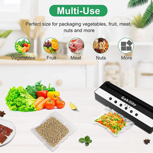 Gokilife Vacuum Sealer Bags 100 Pint 8" x 10" for Food Saver, Seal a Meal, BPA Free, Heavy Duty Commercial Grade, Sous Vide Vaccume Meal Safe, Universal Pre-Cut Bag Design