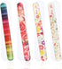 4 Pack Crystal Glass Nail File with Case, Senignol Flowers Nano Glass Nail Shine Buffers Polisher for Professional Manicure Nail Care Fingernail File for Salon &Home Natural Nail Art Use