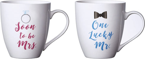 Pfaltzgraff Everyday Mug, Soon to be Mrs. and One Lucky Mr., 18-Ounce, Set Of 2