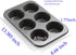 MONFISH Muffin Pan 6 Jumbo Cup Carbon Steel Black Stone non Stick Coating Muffin cupcake Tin 3.5inch cup 13.385x8.66x1.77 inch