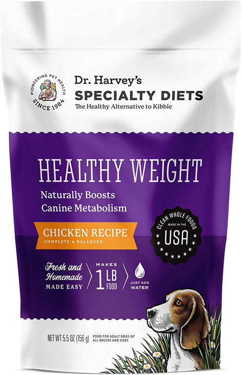 Dr. Harvey's Specialty Diet Healthy Weight Chicken Recipe, Human Grade Dehydrated Dog Food with Chicken, Trial Size (5.5 Ounces)
