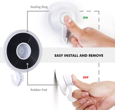 Qmagic Patented Technological Strong Vacuum Suction Cup Hooks - Suitable for Rough Surfaces - Heavy Duty Hooks Organizer for Towel, Robe, Loofah - Removable - Reusable - Cup Diameter 72mm (White, 2)