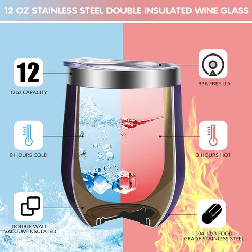 Not a Day Over Fabulous Wine Tumbler, Funny Birthday Wine Gifts with Saying for Women, Birthday Gifts Ideas for Her, 12 OZ Stainless Steel Wine Tumbler with Lid Straw Cupcake Wine Socks Bottle Opener
