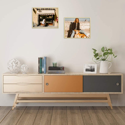 Golden State Art, 11x14 Aluminum Photo Frame with Ivory Mat for 8x10 Pictures - Sawtooth Hangers, Spring Clips - Wall Mounting - Real Glass - Metal Frame (Gold, 1-Pack)