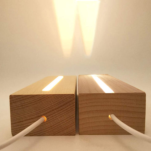 CDIYTOOL 6 inch Rectangle Display Pedestal, Rectangle Led Lights Display Base, Crystal Wooden Lighted Base Stand for Crystal Display Glass Art Pedestal Paperweighs (2 Pack-Warm Light) (2 Base)