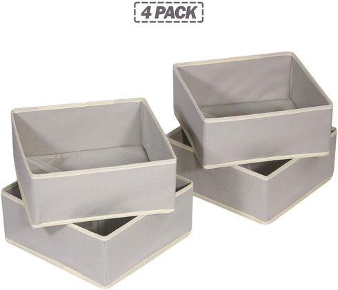 DIOMMELL Foldable Cloth Storage Box Closet Dresser Drawer Organizer Fabric Baskets Bins Containers Divider for Clothes Underwear Bras Socks Clothing,Set of 4 Grey 400