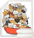 Bedbay Cat Plush Blankets Cats Blanket Throw Cartoon Animal Cats Kitten Sherpa Fleece Blanket Animal Pet Themed Soft Cozy Plush Bed Blanket (Cartoon, Twin(60"x80"))