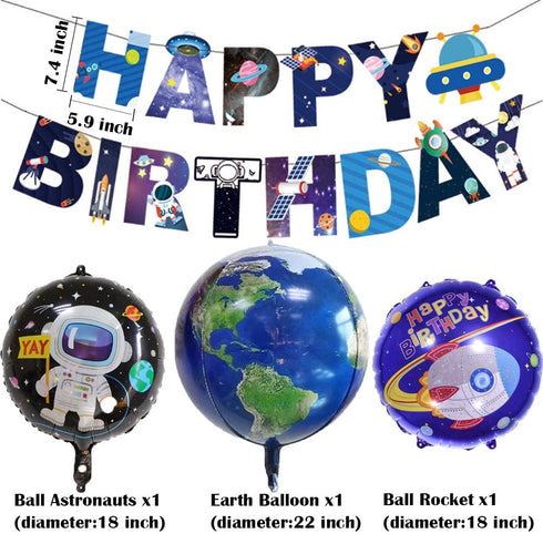 Outer Space Party Balloons, 60PCS Birthday Party Decorations Universe Space Theme Supplies Astronaut Balloon, Happy Birthday Banner Space Party Supplies for NASA Decorations for Birthday Party