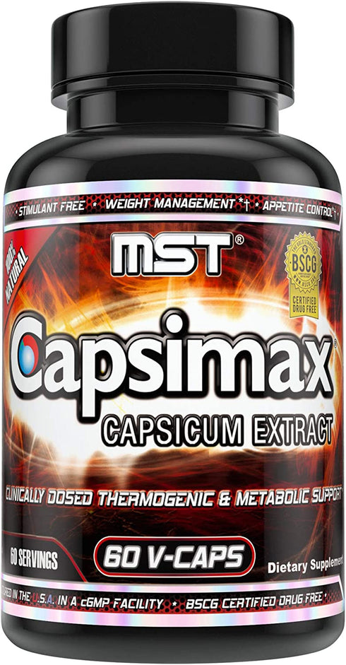 MST Capsimax Supplement 100mg V Capsules, 60 Servings Clinically Dosed Weight Management, Thermogenic, Appetite Control, Calorie Burning, Metabolic Health, Stimulant Free. BSCG Certified