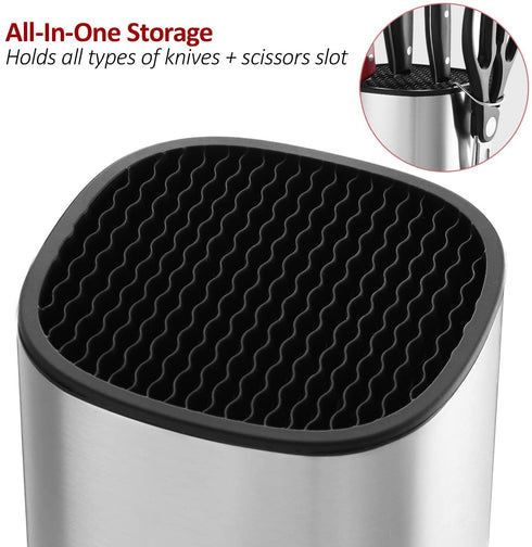 Universal Knife Block, Stainless Steel Knife Holder, Knife Organizer, Modern Rectangular Design, 8.5? by 5?(knives not included)