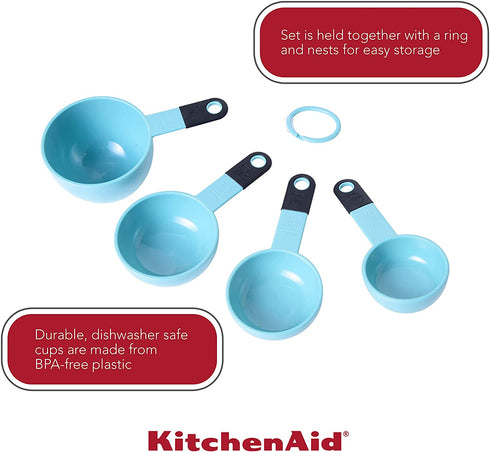 KitchenAid Classic Measuring Cups, Set of 4, Aqua Sky/Black