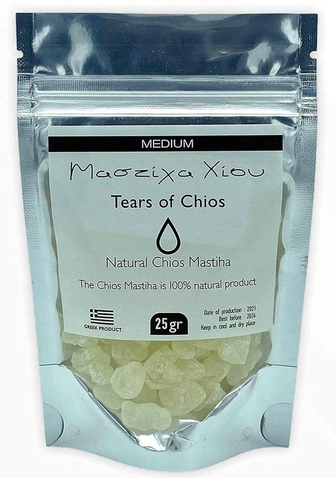 Chios Mastiha Pack 25gr (0.88oz) Medium Tears Gum 100% Natural Mastic Gum From Mastic Growers Fresh