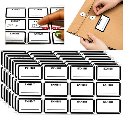 White Legal Exhibit Stickers 1.65 X 1 Inch-Blank File Folder Labels Tabs Trial Exhibit Stickers Color-Coded Exhibit Labels 300Pcs Trial Legal Stickers for Exhibit Petitioner Offices Courts Documents