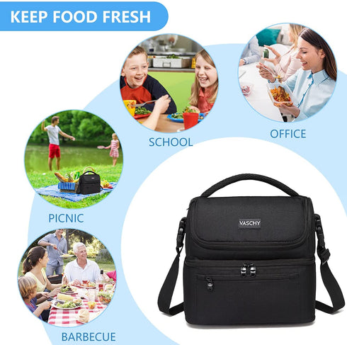 Lunch Bag,VASCHY Insulated Lunch Box Leak-proof Cooler Bag in Dual Compartment Lunch Tote for Men,Women,14 Cans
