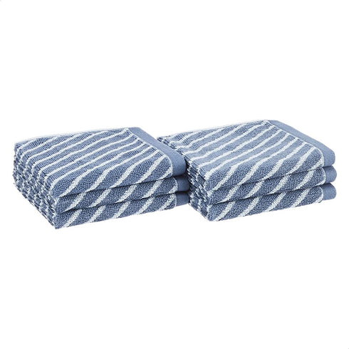 Amazon Basics Reversible Diagonal Stripe Jacquard Washcloths - 6-Pack, Clear Skies / True Blue
