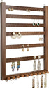 Mymazn Easy Assemble Solid Walnut Wood Earring Wall Holder Hanging Jewelry Organizer Necklace Holder Earring Hanger Wall Mount Jewelry Organizer for Necklaces Rings Scruncies Organization