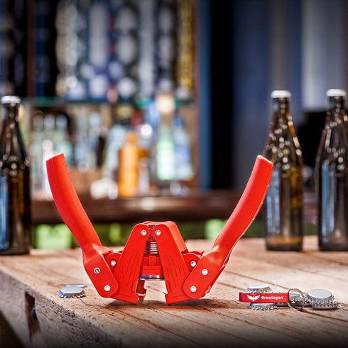 Bottle Capper - by Brewingon - Home Brewing Kit With 20 Caps and Red Opener - Perfect to Seal Your Bottles - Video and eBook - How to Make Your Own Craft Beer! 15 Great Homebrew Recipes to Try
