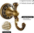 Leyden Antique Brass Towel Hook, Bathroom Robe Hooks, Wall Mounted Retro Single Door Coat Clothes Hanger