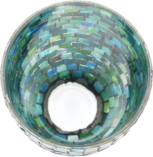 Creative Co-Op Mosaic Glass Votive Candle Holder, Blue & Green