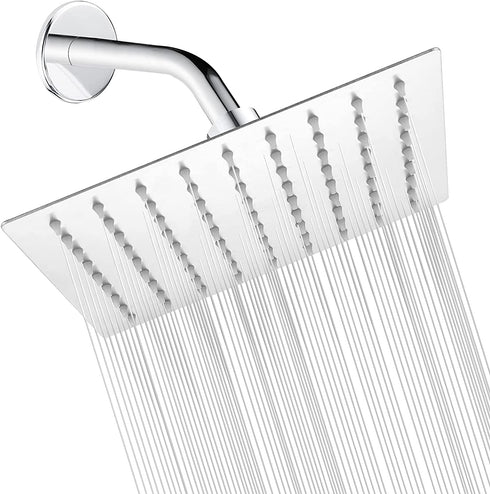 HBGEWO Shower Head, 8 Inch High Pressure Rain Shower Head, Pressure Boosting Shower Head, Awesome Shower Experience, Stainless Steel Rainfall Square Shower Head (Brushed Nickel)